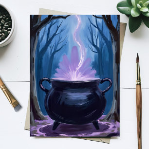 Heksenketel Halloween Aquarel Schilderij Feestdagenkaart