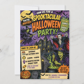 Heksenketel Halloween-feestuitnodiging Kaart