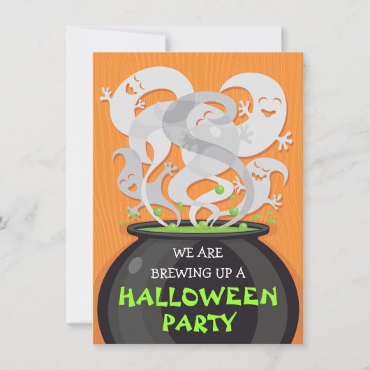 Heksenketel Halloween Uitnodiging (Voorkant)