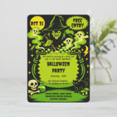 Heksenketel Halloween-uitnodiging Kaart (Staand voorkant)