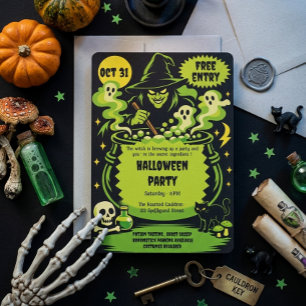 Heksenketel Halloween-uitnodiging Kaart