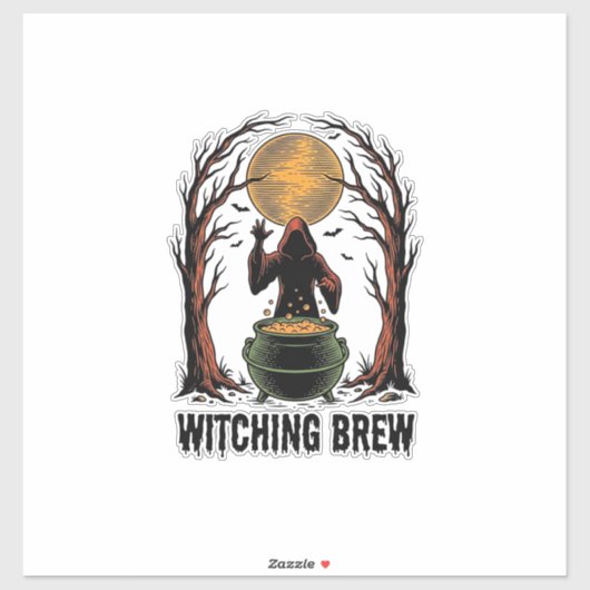 Heksenketel Halloween Vintage Gravure Shirt_1 Sticker (Vel)