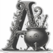 Heksenketel Hekserige Letter A Aangepaste Initiaal Sticker (Voorkant)