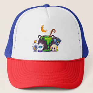 Heksenketel kookdrankje onder het maanlicht trucker pet