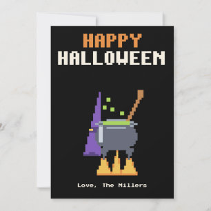 Heksenketel Pixel Art Halloween Kaart