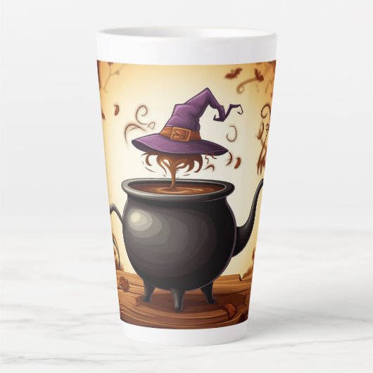 Heksenketel Potion Halloween Pompoen 🧙♀️ Latte Mok (Voorkant)
