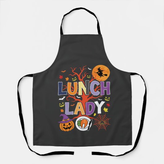 Heksenkeuken Vector voor Halloween Lunchdame Schort (Voorkant)