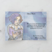 Heksenkind Tiener Meisje Cartoon Aquarel Verjaarda Kaart (Binnen)