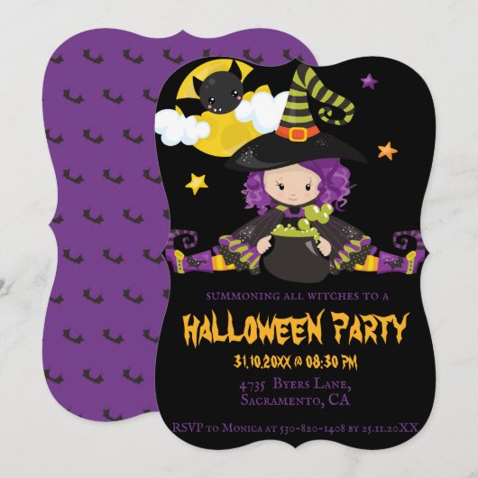Heksenkinderen Halloween Blokfeest Kaart (Voorkant / Achterkant)