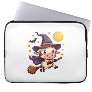 Heksenkoe op een bezemsteel laptop sleeve