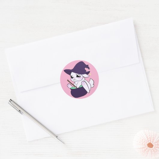 Heksenkonijn Halloween sticker (Envelop)