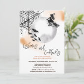 Heksenkostuums & Cocktail Moon Halloween Kaart (Staand voorkant)