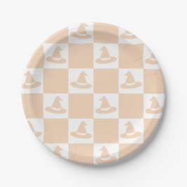 Heksenluik Checkerboard Pastel Halloween Papieren Bordje