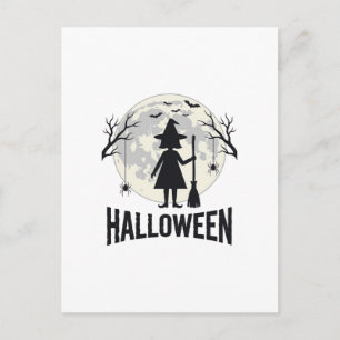 Heksenmaan Halloween Vintage Gravure Ontwerp_1 Briefkaart