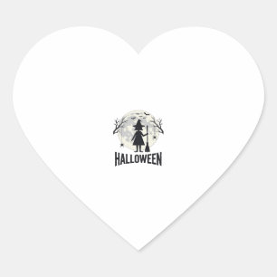 Heksenmaan Halloween Vintage Gravure Ontwerp_1 Hart Sticker