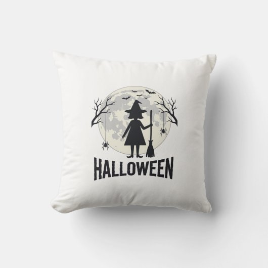 Heksenmaan Halloween Vintage Gravure Ontwerp_1 Kussen (Voorkant)