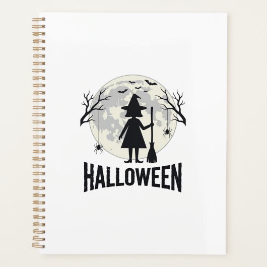 Heksenmaan Halloween Vintage Gravure Ontwerp_1 Planner (Voorkant)