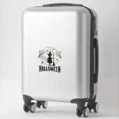 Heksenmaan Halloween Vintage Gravure Ontwerp_1 Sticker (Koffer)