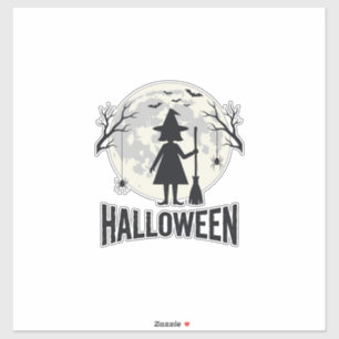 Heksenmaan Halloween Vintage Gravure Ontwerp_1 Sticker