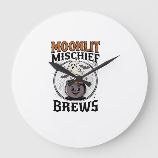 Heksenmaanmaan Mischief Halloween Grote Klok (Voorkant)