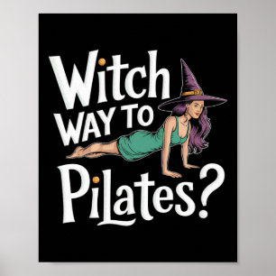 Heksenmanier naar Pilates Grappige Halloween Pilat Poster
