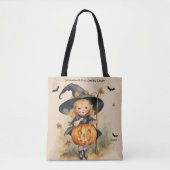 Heksenmeisje Custom Halloween Snoep Tote Bag (Voorkant)