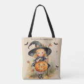 Heksenmeisje Custom Halloween Snoep Tote Bag (Achterkant)