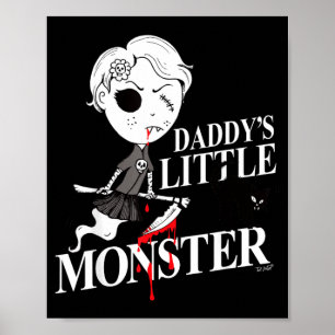 Heksenmeisje Zwarte Boze Kat Papa's Monster Poster