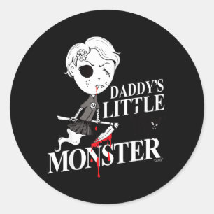 Heksenmeisje Zwarte Boze Kat Papa's Monster Ronde Sticker