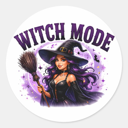 ✨ Heksenmodus Geactiveerd Halloween Zegging 🧙 Ronde Sticker (Voorkant)