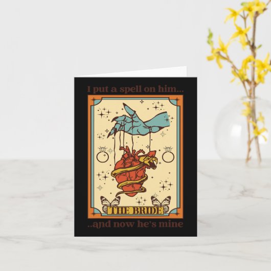 Heksenmystieke grappige bruid en bruidegom Ik zet  Kaart (Gele Bloem)