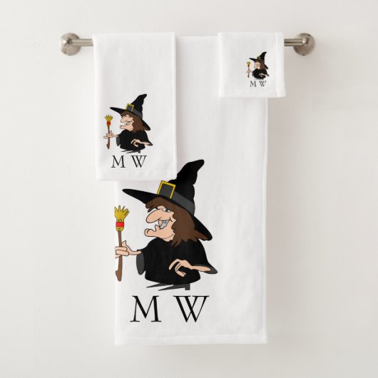 Heksenontwerp met monogram bad handdoek (Insitu)