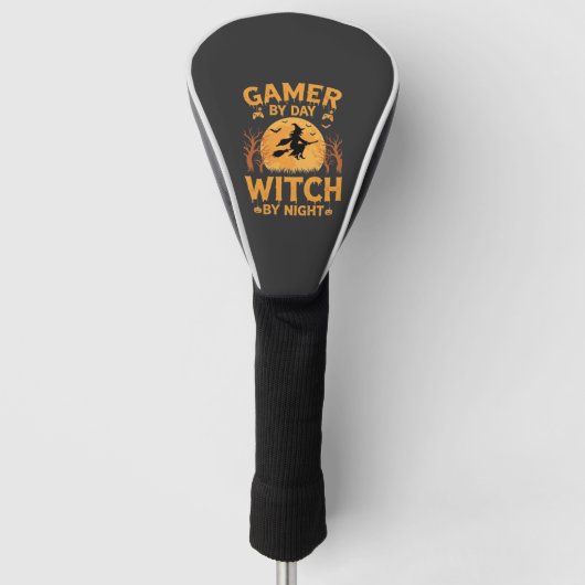 Heksenontwerp voor gamers Halloween-gaming Golfheadcover (Voorkant)