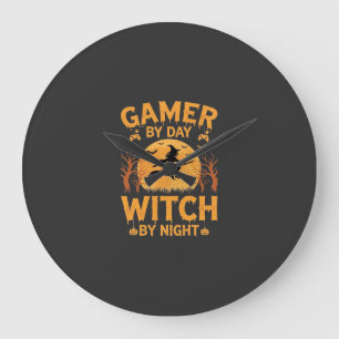 Heksenontwerp voor gamers Halloween-gaming Grote Klok
