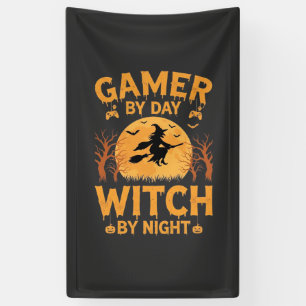 Heksenontwerp voor gamers Halloween-gaming Spandoek
