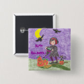 Heksenpaarse Halloween-knop Vierkante Button 5,1 Cm (Voorkant /achterkant)