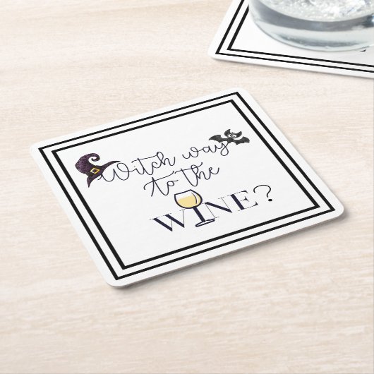 Heksenpad naar de grappige wijn kartonnen onderzetters (Schuin)