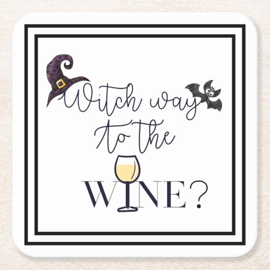 Heksenpad naar de grappige wijn kartonnen onderzetters (Voorkant)