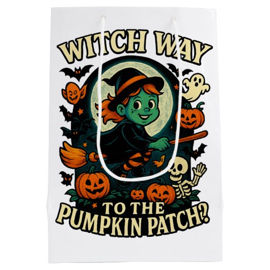 Heksenpad naar de Pumpkin Patch? Halloween Medium Cadeauzakje (Achterkant)