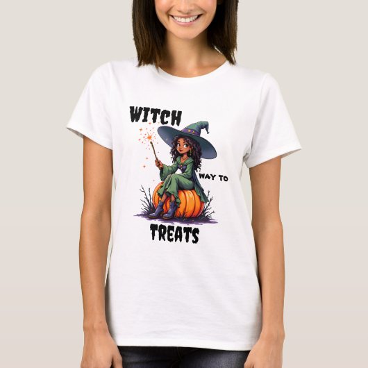 Heksenpad naar traktaties! Halloween T-shirt (Voorkant)