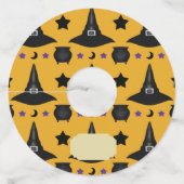 Heksenpatroon Halloween Pet Wijnglaslabel (Voorkant)