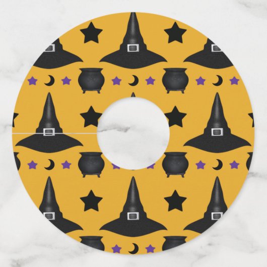 Heksenpatroon Halloween Pet Wijnglaslabel (Achterkant)
