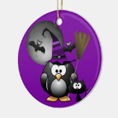 Heksenpinguïn Halloween Keramisch Ornament (Links)