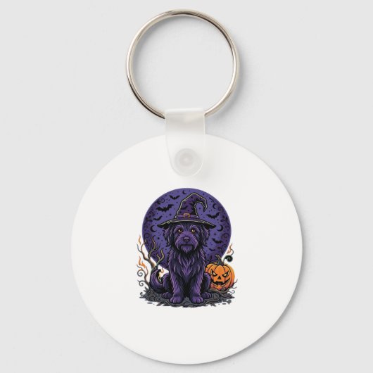 Heksenpomp Halloween Hond Vector Afbeelding Sleutelhanger (Voorkant)