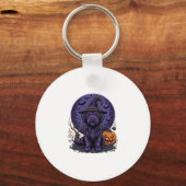 Heksenpomp Halloween Hond Vector Afbeelding Sleutelhanger (Voorkant)