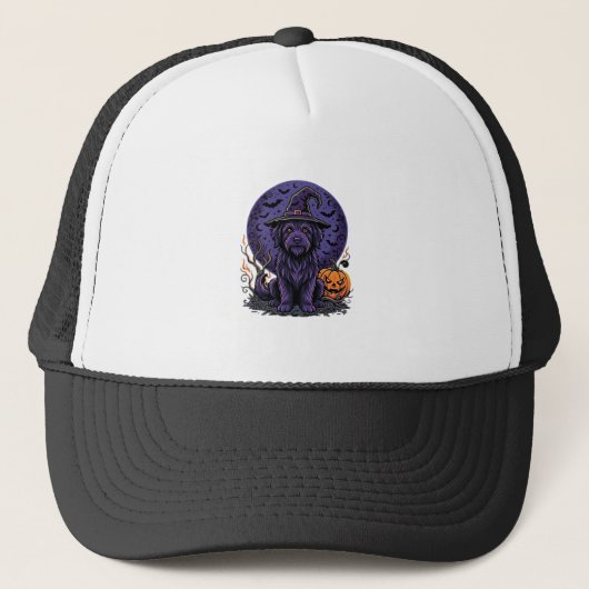 Heksenpomp Halloween Hond Vector Afbeelding Trucker Pet (Voorkant)