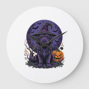 Heksenpomp Halloween Hond Vector Kunst Grote Klok