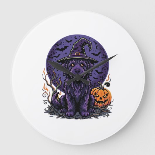 Heksenpomp Halloween Hond Vector Kunst Grote Klok (Voorkant)