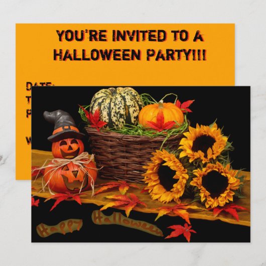 Heksenpompoen en zonnebloemen kaart (Voorkant / Achterkant)