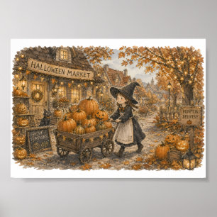 Heksenpompoenbezorging voor herfstmarktliefhebbers poster